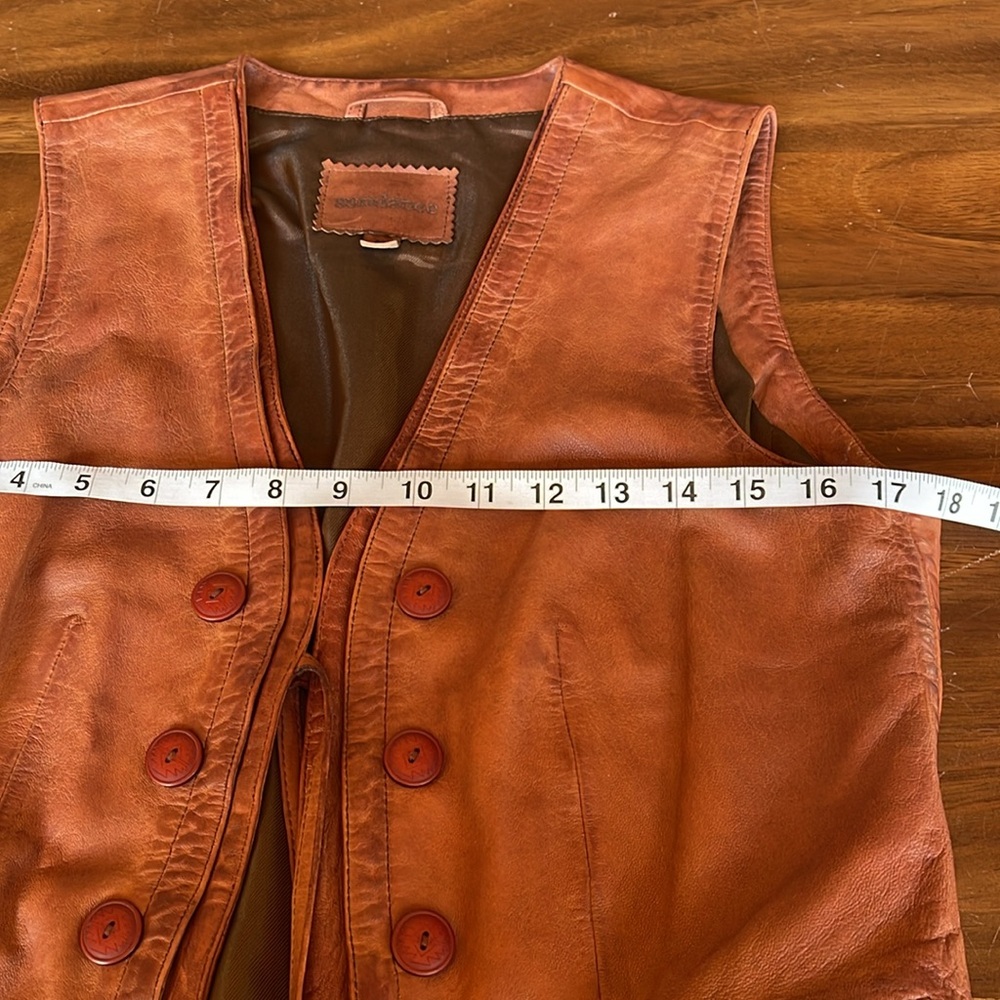 Sundance Rustic Brown Leather Button Front Vest - Picture 16 of 16